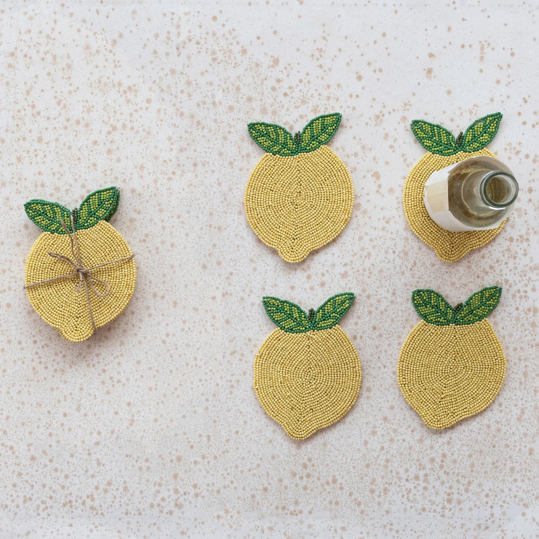 Beaded Lemon Coasters Set