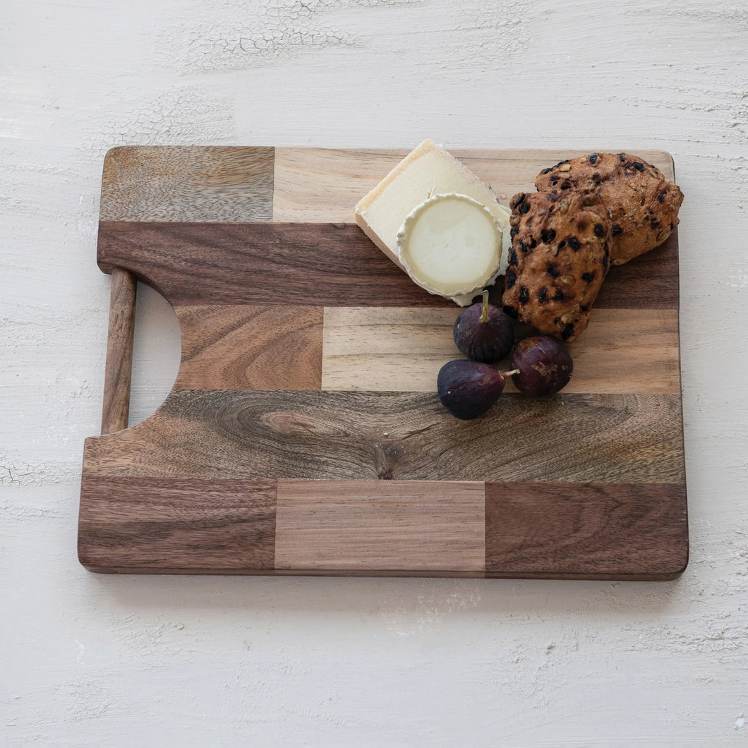 Wood End Grain Cheese Board with Handle