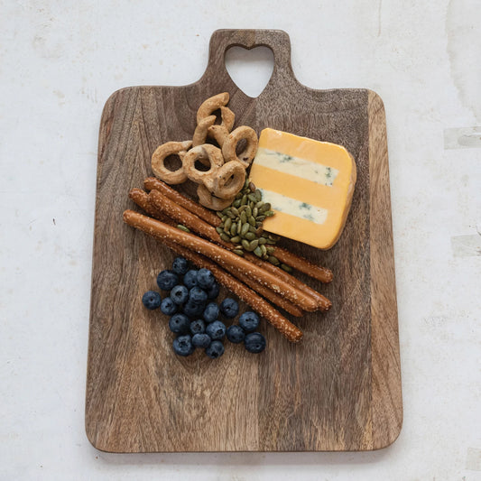 Wood Cheese Board with Heart Handle