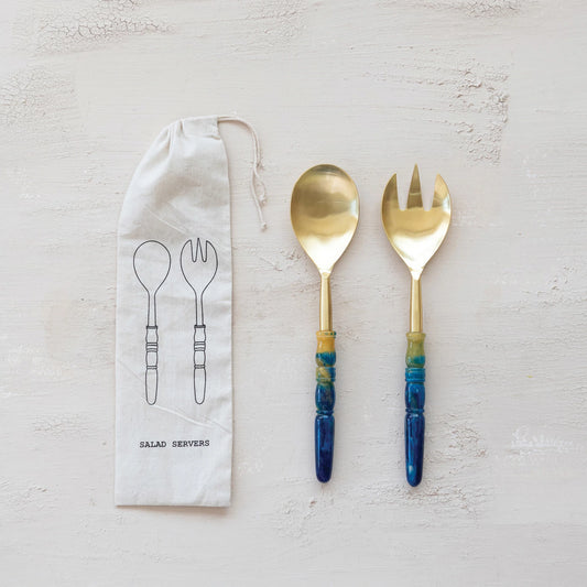 Golden Sunset Salad Servers