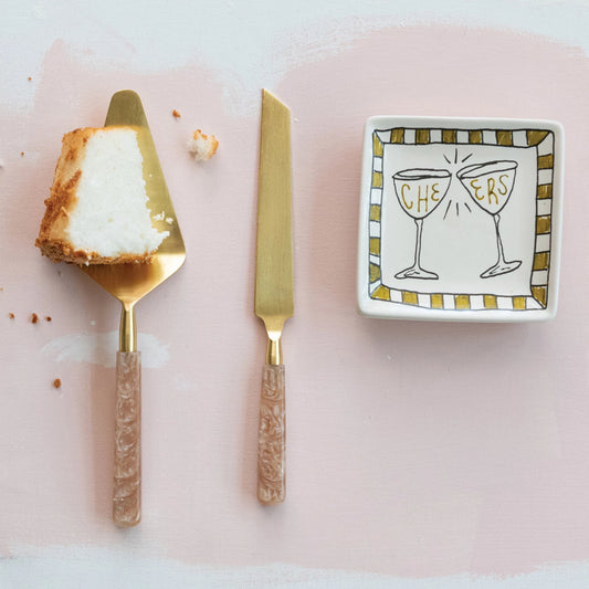 Blush Marbled Cake Serving Set