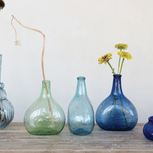 Oceanside Seeded Glass Bud Vase