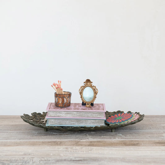 Antique Gold Cut-Out Flower Tray