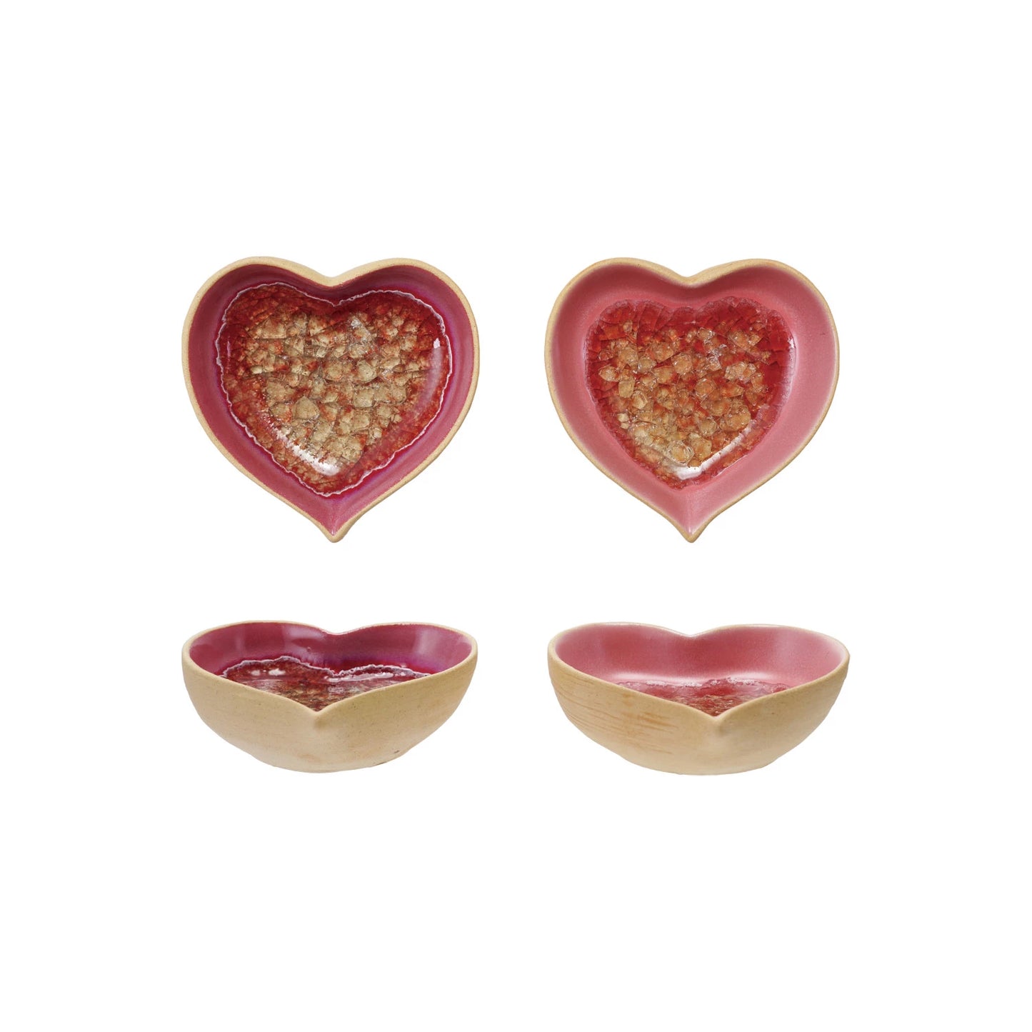 Crackle Glazed Heart Ring Dish
