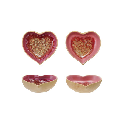 Crackle Glazed Heart Ring Dish