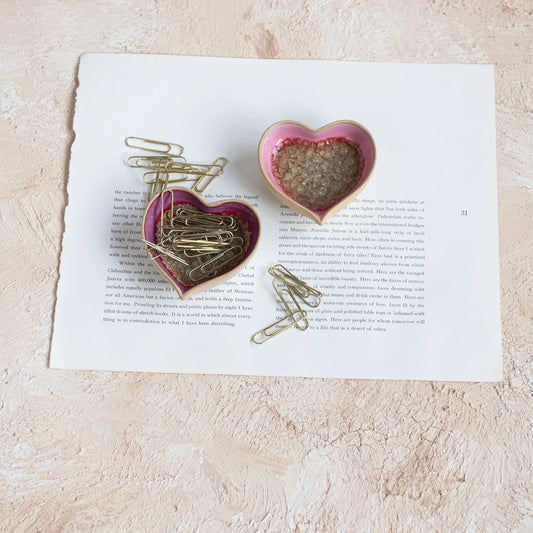 Crackle Glazed Heart Ring Dish