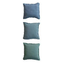 Load image into Gallery viewer, 20&quot; Square Stonewashed Linen Pillow with Fringe
