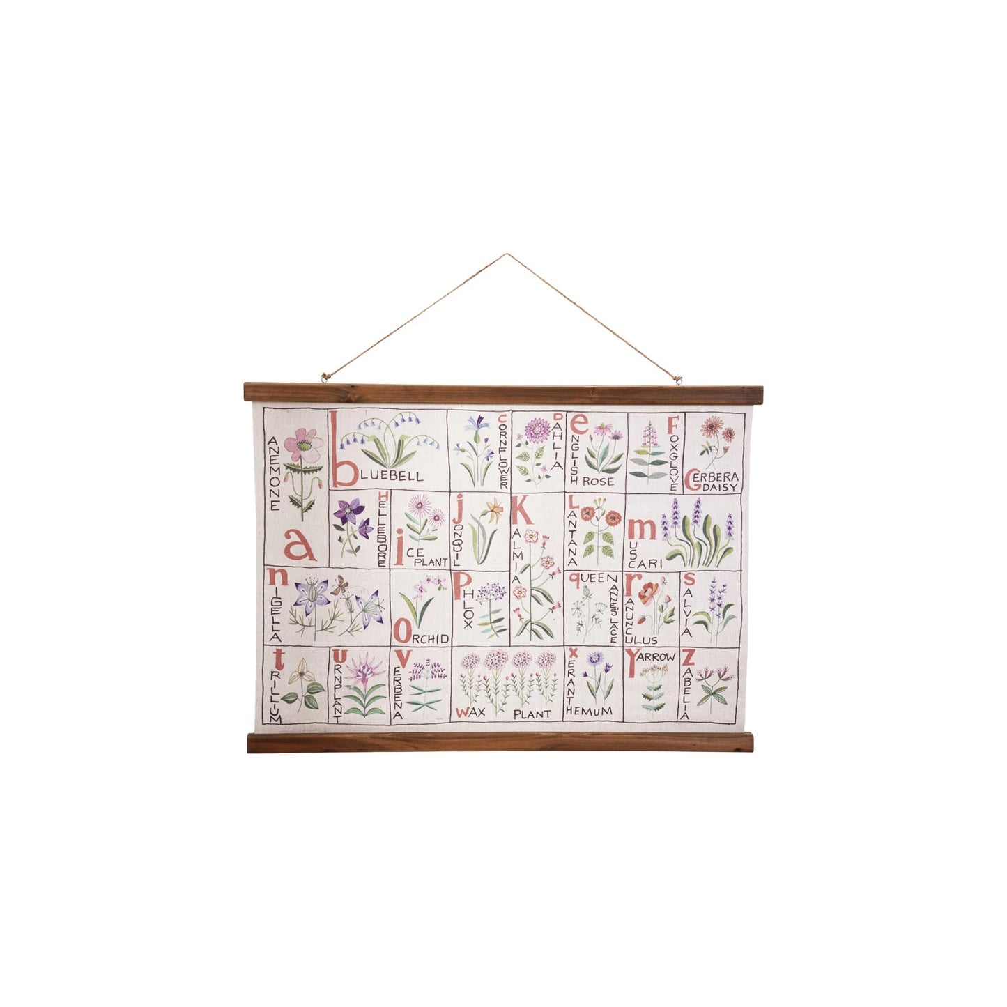 ABCs of Flowers Canvas & Wood Scroll