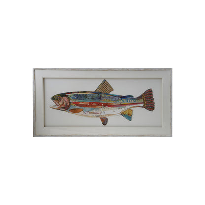 Large Fish Collage Framed Shadow Box