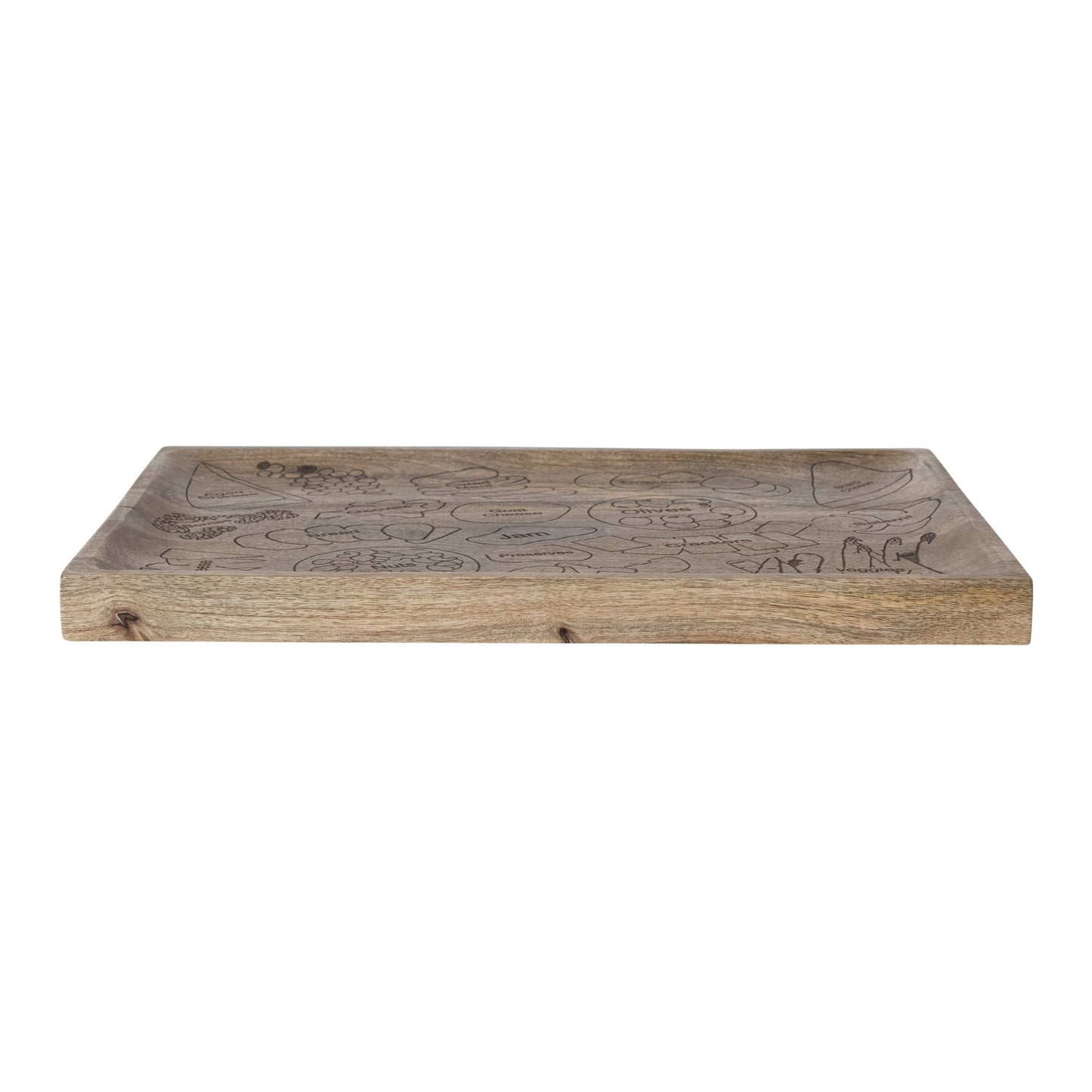 Mango Wood Board w/ Etched Charcuterie Spread
