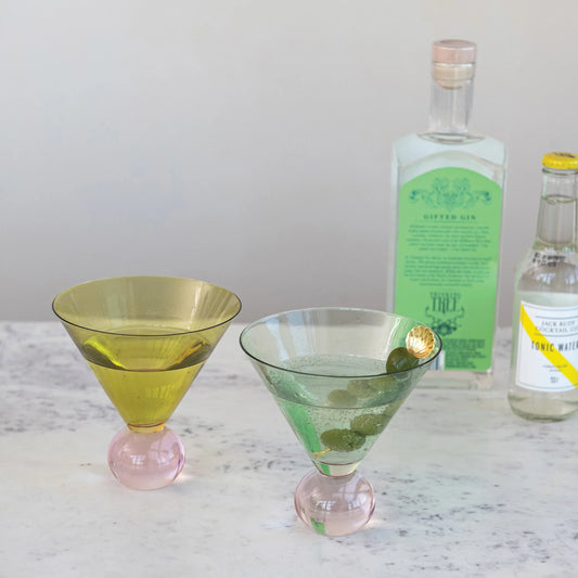 Vintage Stemless Martini Glass with Ball Stem