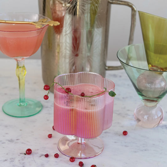 Pink Iridescent Flower Shaped Wine Glass