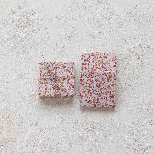 Pink & Orange Terrazzo Coasters Set