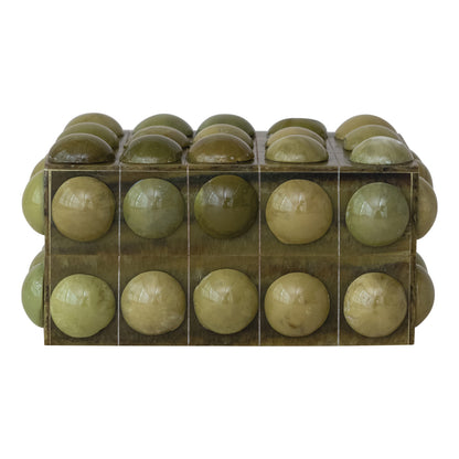 Handmade Marbled Green Resin Bobbin Box