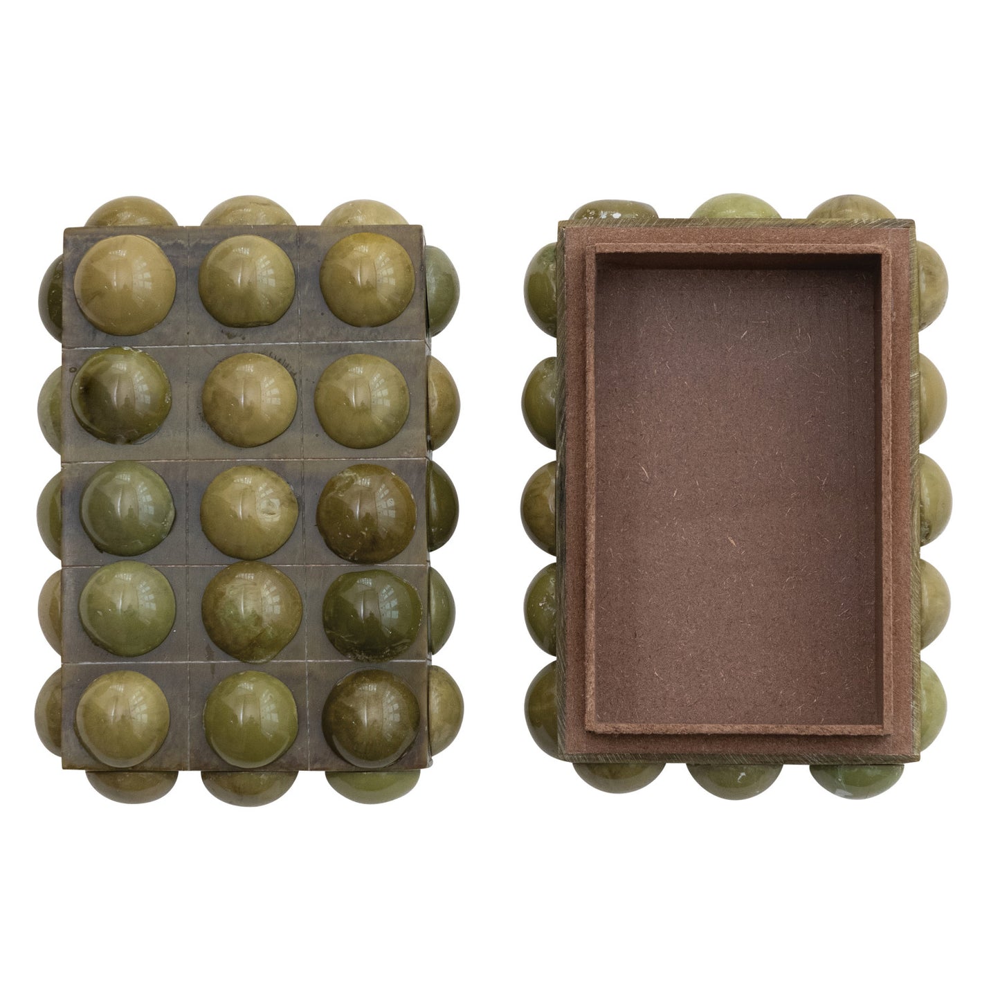 Handmade Marbled Green Resin Bobbin Box