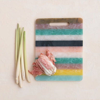 Marbled Resin Retro Striped Cheese Board