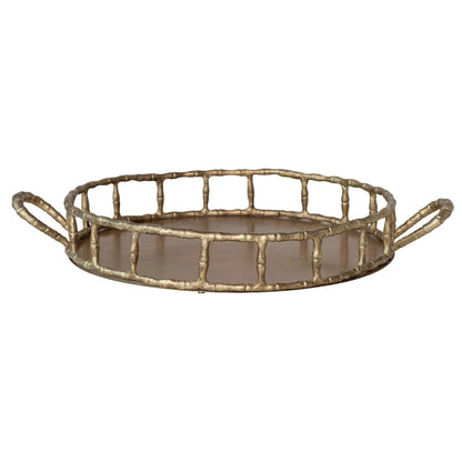 Brass Faux Bamboo Tray with Handles