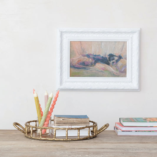 Brass Faux Bamboo Tray with Handles