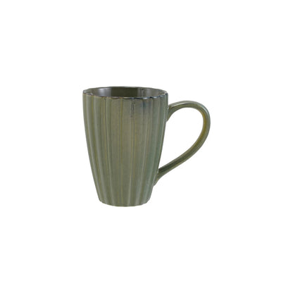 Glazed Ribbed Stoneware Mug