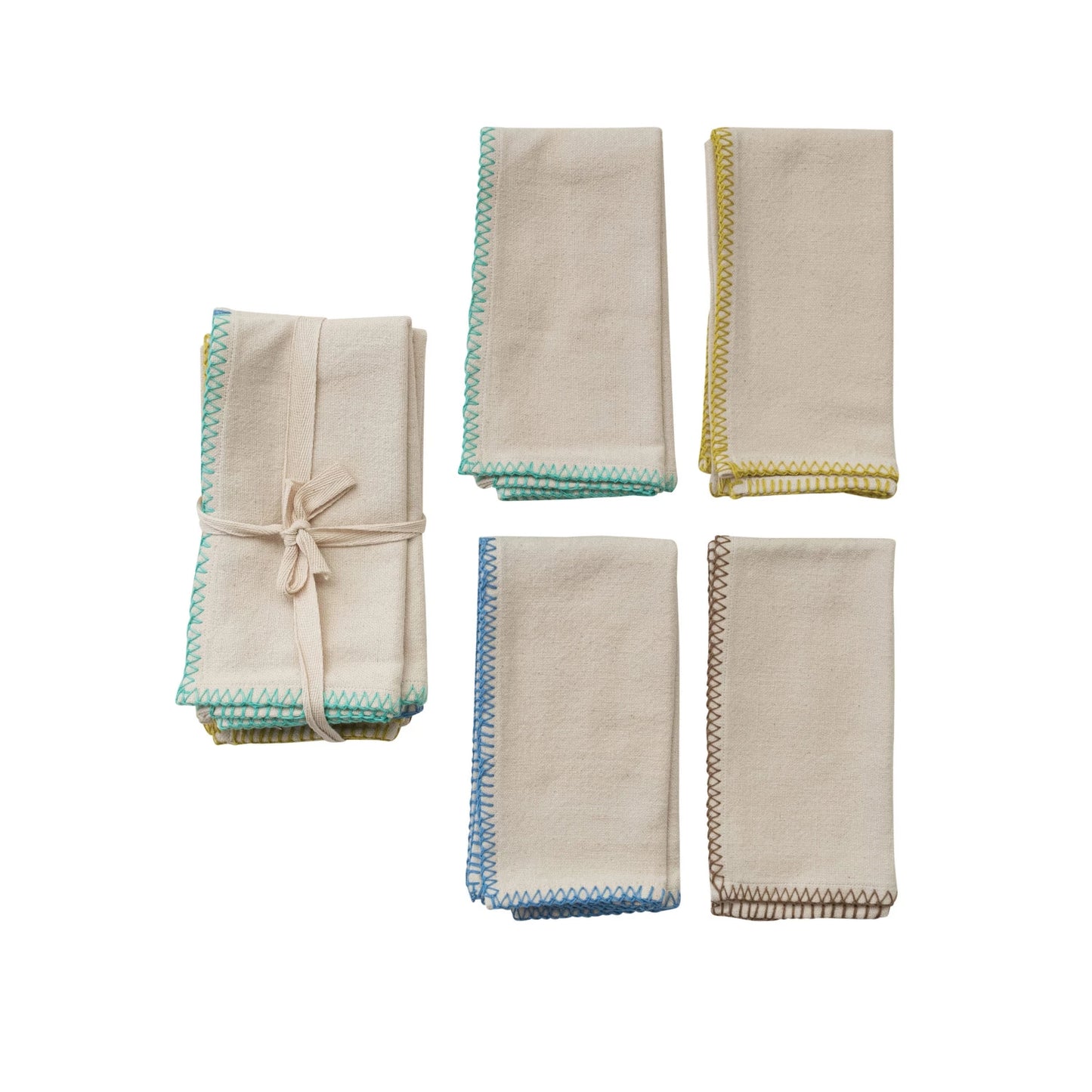 Cotton Napkins w/ Blanket Stitch, Set of 4