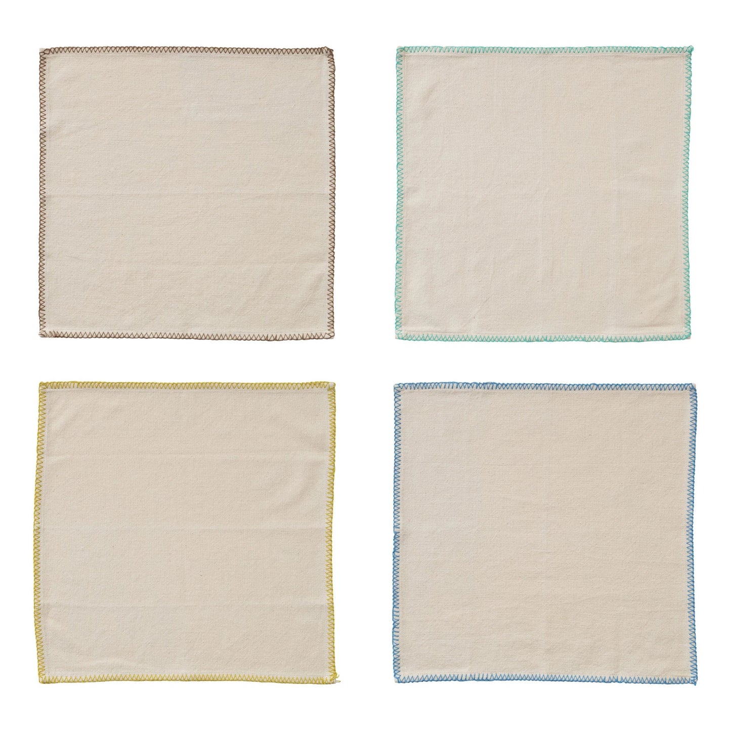 Cotton Napkins w/ Blanket Stitch, Set of 4