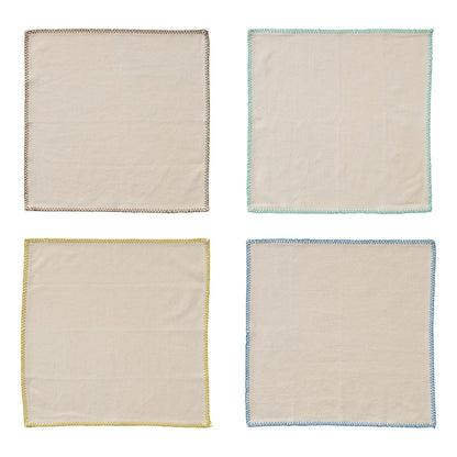 Cotton Napkins w/ Blanket Stitch, Set of 4