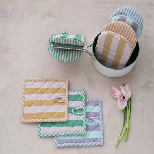 Woven Cotton Striped Pot Holder