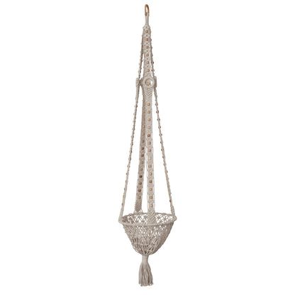 Cotton Macrame Plant Hanger w/ Wood Beads