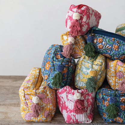 Quilted Cotton Voile Block Zip Pouches