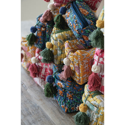 Quilted Cotton Voile Block Zip Pouches