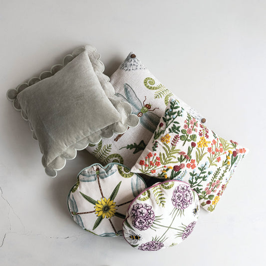 Secret Garden Floral Embroidered Pillow