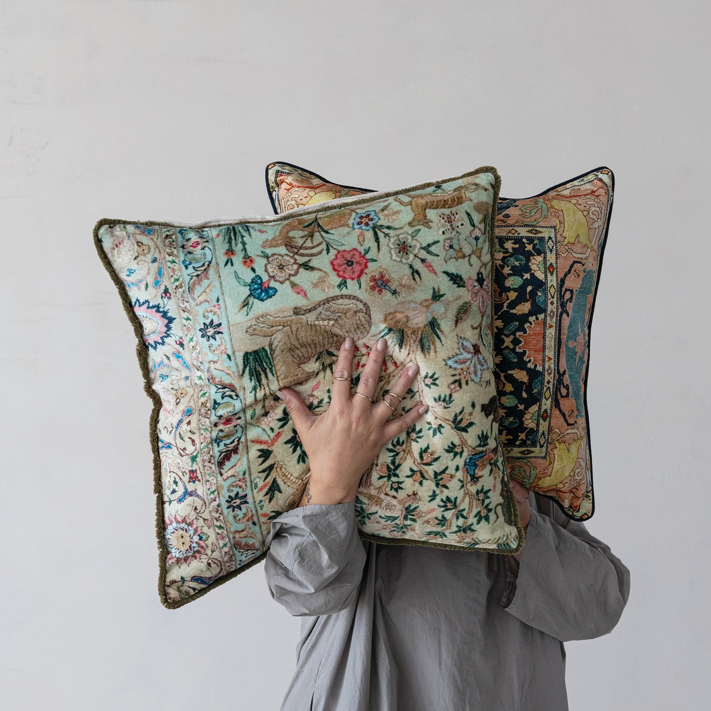 Vintage Carpet Patterned Velvet Pillow