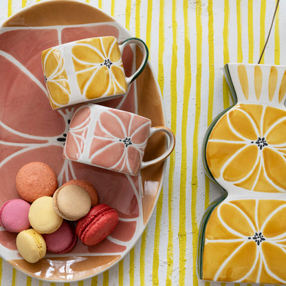 Wax Relief Yellow & Pink Floral Stoneware Mug