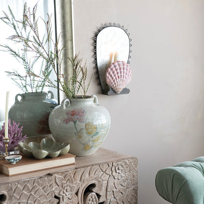 Serene Urn with Hand-Painted Flowers