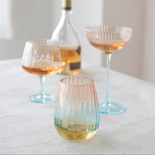 Blush & Blue Two-Tone Fluted Wine Glass