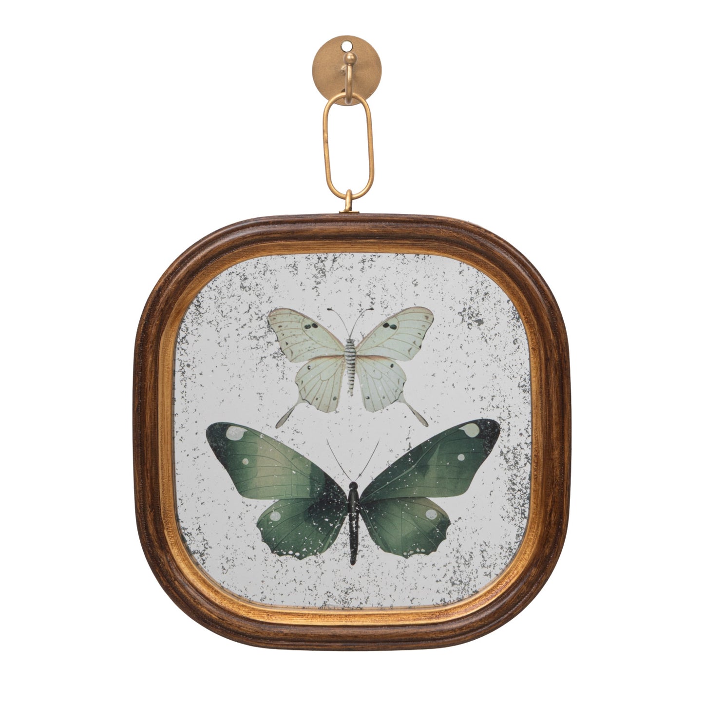 Wood Framed Antique Mirror w/ Butterflies