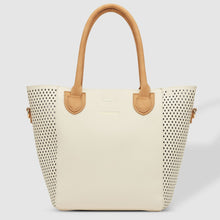 Load image into Gallery viewer, cream tote with tan handle
