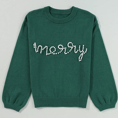 Pearl Beaded Merry Sweater