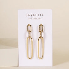 Load image into Gallery viewer, Pave Link Drop Gold Earrings
