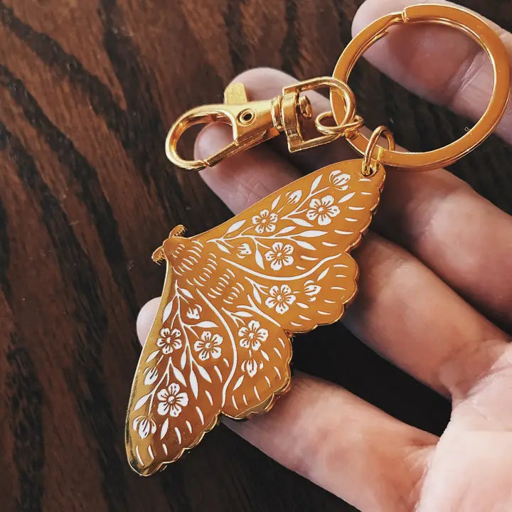 Floral Moth Keychain