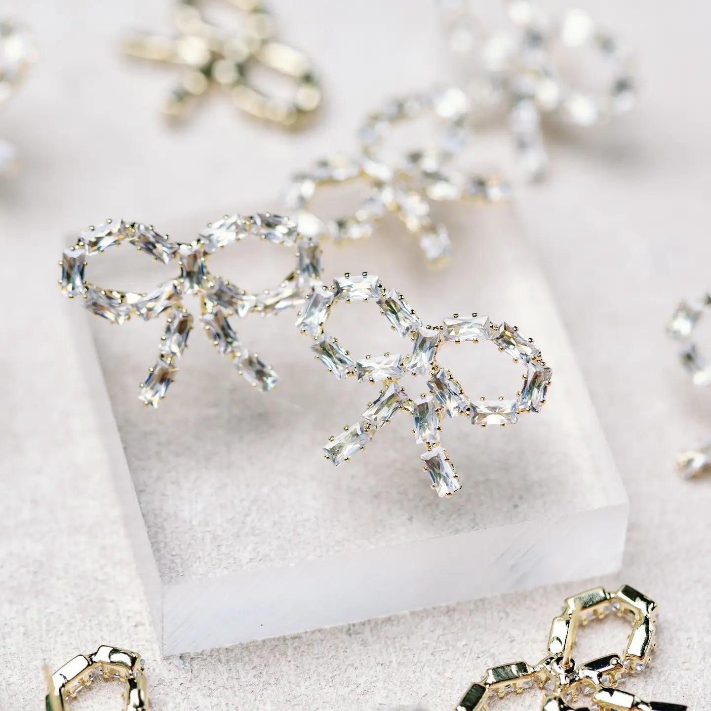 Mini Sparkling Diamond Bow Earrings