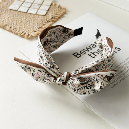 Paisley Satin Wide Headband with Knot