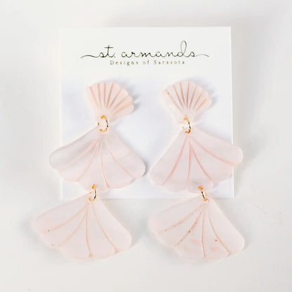 Pink Mermaid Shell Drop Earrings