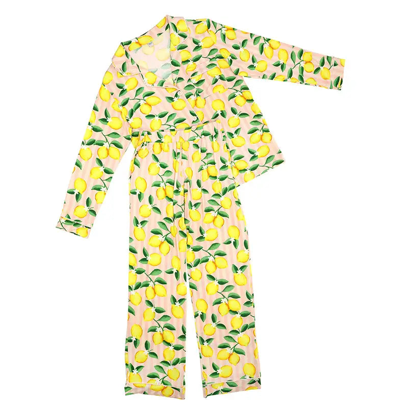 Pink Stripes + Lemons Bamboo PJ Set