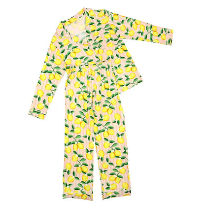 Pink Stripes + Lemons Bamboo PJ Set