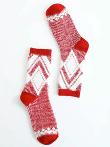 Diamond Pattern Faux Mohair Socks