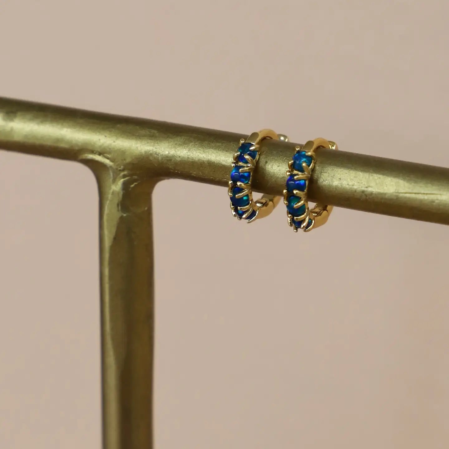 Dark Blue Opal Mini Hoops