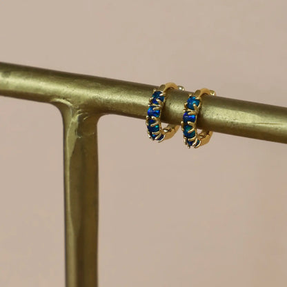 Dark Blue Opal Mini Hoops