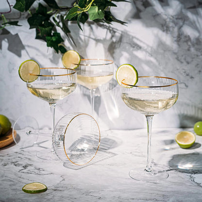 Gold Rim Coupe Cocktail Glasses | Set of 2