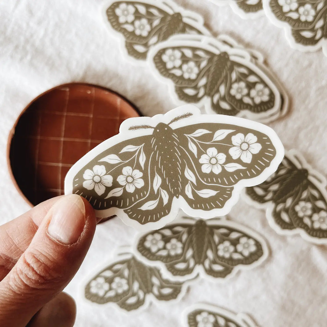 Floral Moth Vinyl Sticker